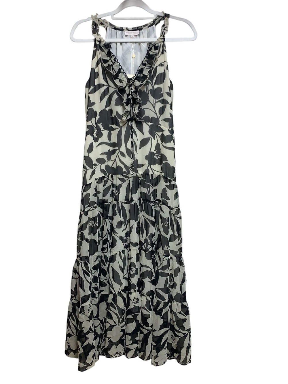 Supernatural by Secret Mission Ruffle Maxi Dress - Black & Cream